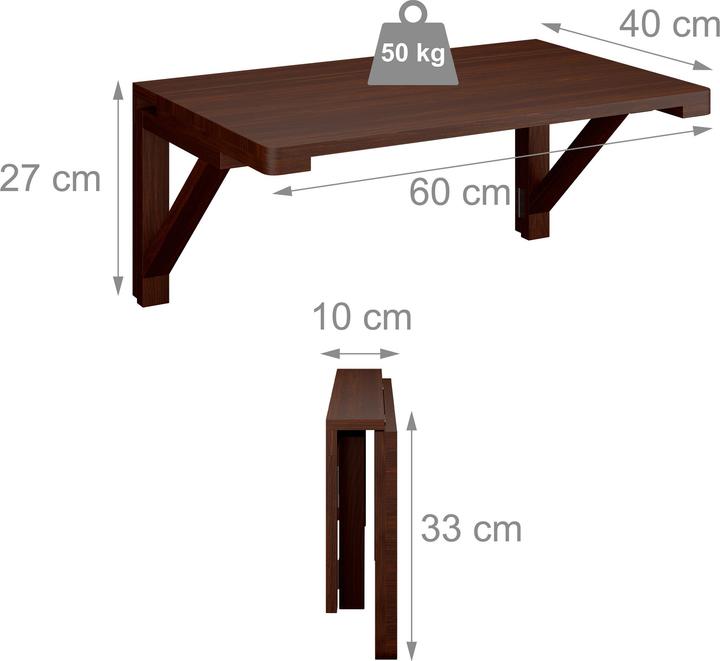 Actual product image Relaxdays Wand-Klapptisch (60 x 40 x 27 cm)