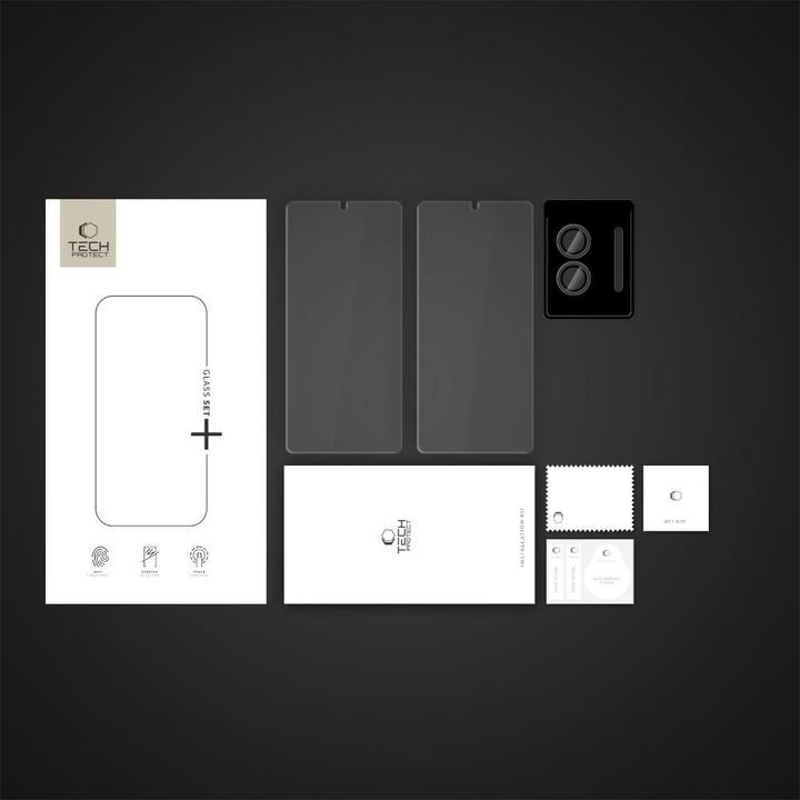 Produktbild 4Kom Tempered Glass Tech-Protect Glass Set+ 3er-Pack für Samsung Galaxy S25 Edge - transparent (3 Stk., Samsung Galaxy S25 Edge)