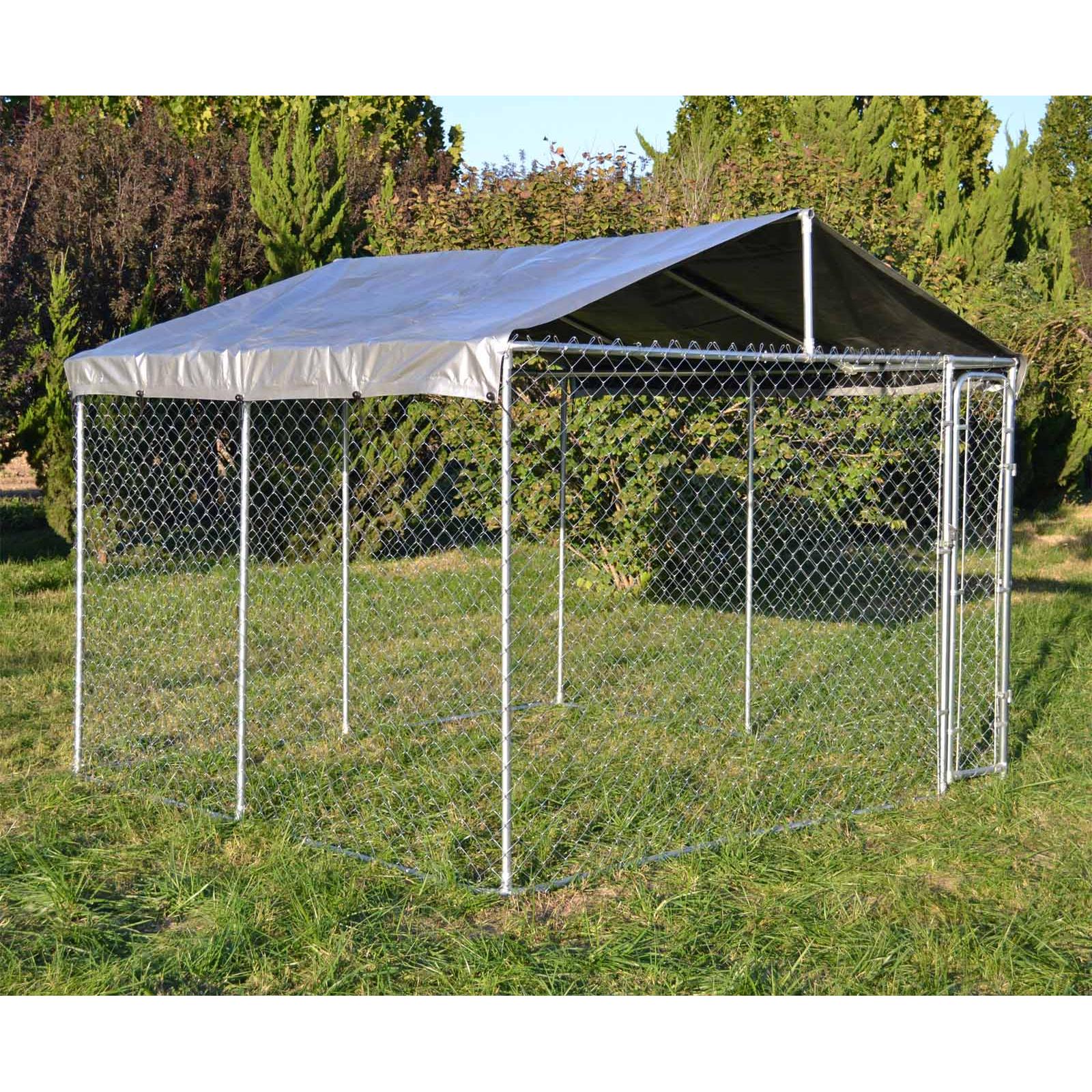 Wiltec Hundezwinger 3x3m Dach Hundegehege Hundehütte Hundekäfig Freilaufgehege Tier, Hundehütte