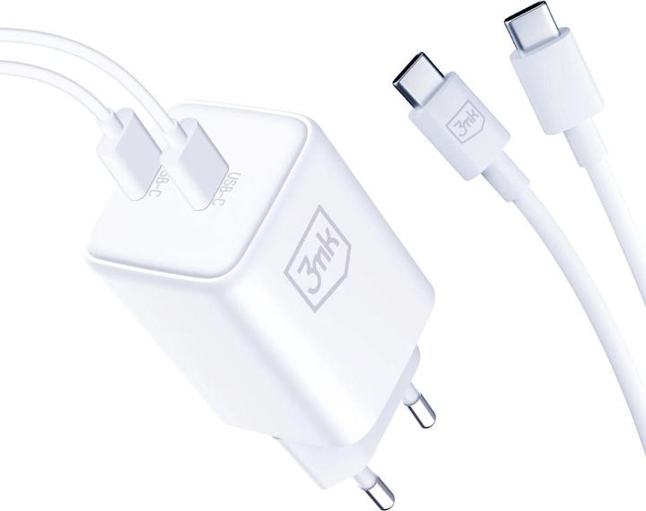 Productafbeelding 3MK Hyper Charger PD 45W ład. sieć. biała/wit + 2x USB-C Kabels (45 W)