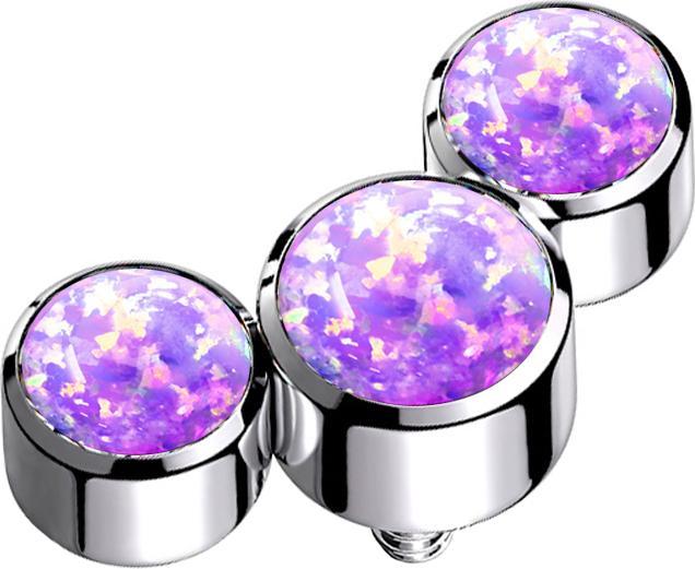 Produktbild Star Piercing Dermal Anchor silber drei Opale violett (ohne Messing, Chirurgenstahl 316L)