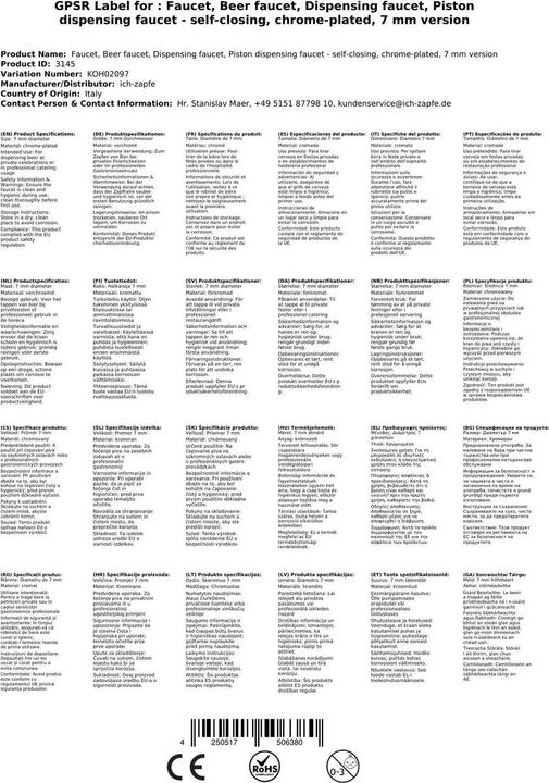 Immagine prodotto Ich-zapfe Bierzapfhahn, Schankhahn - selbstschliessend, verchromt, 7 mm Ausführung