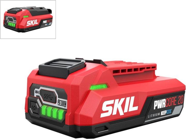 1x SKIL BR1E3142AA 20V 2.0Ah Keep Cool Akku mit USB-C 2-seitig PWRCORE 20