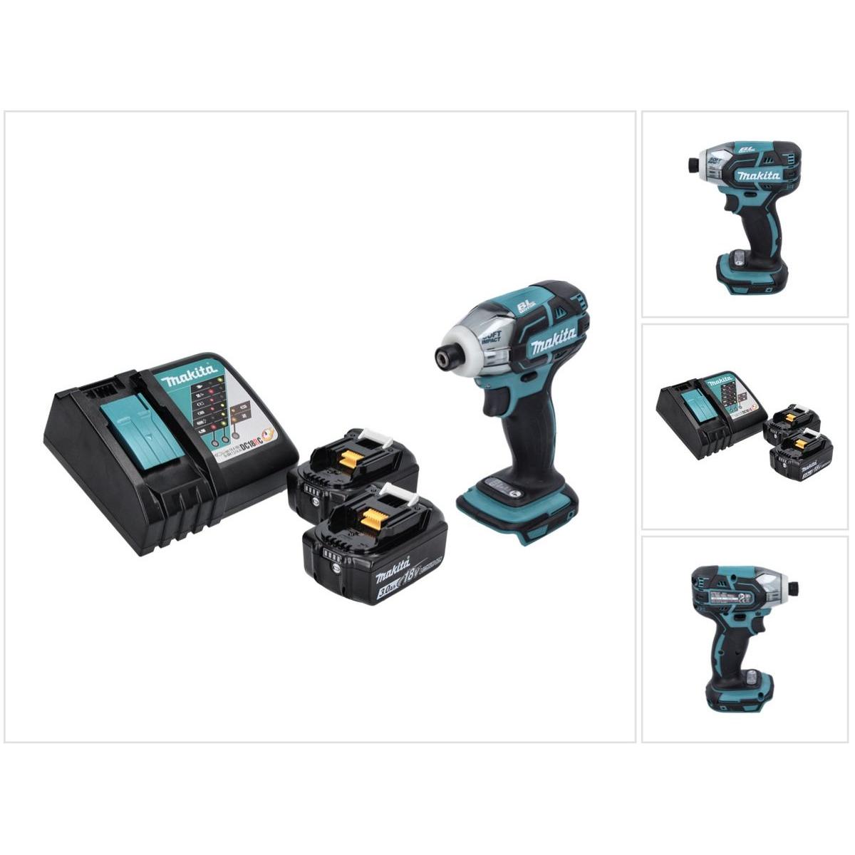 Makita, Trapano + Avvitatore a batteria, DTS 141 RF Battery Impulse Wrench 18 V 40 Nm 1/4" Brushless + 2x Batteria 3.0 Ah + Caricatore