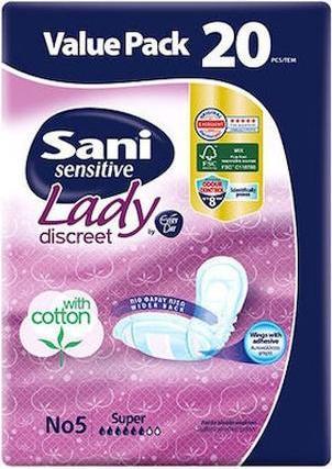 Produktbild Sani Sensitive Lady Discreet Super No5 - 20 Baumwollpads (20 x)