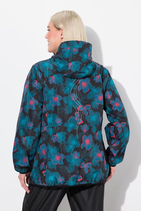 Actual product image Ulla Popken Neon Floral Print Packable Rain Jacket (46, 48)