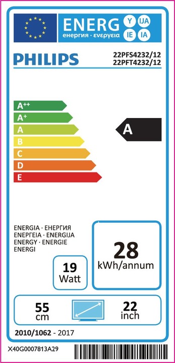 Energie-Label Philips 22pfs4232 (22", LCD, Full HD, 2017)