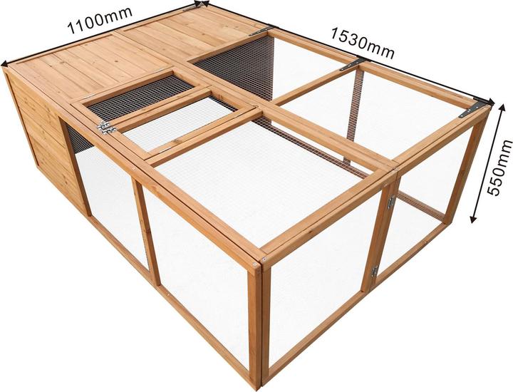 Actual product image Wiltec Small animal hutch foldable 153x110x55cm rabbit hutch fir wood wire mesh