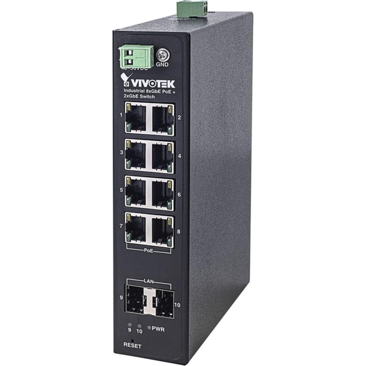 Vivotek Industrial Networking (10 Ports), Netzwerk Switch, Schwarz