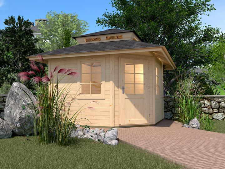 Actual product image Weka Holzbau Garden shed 149 5-corner with roof extension size 2, 28 mm