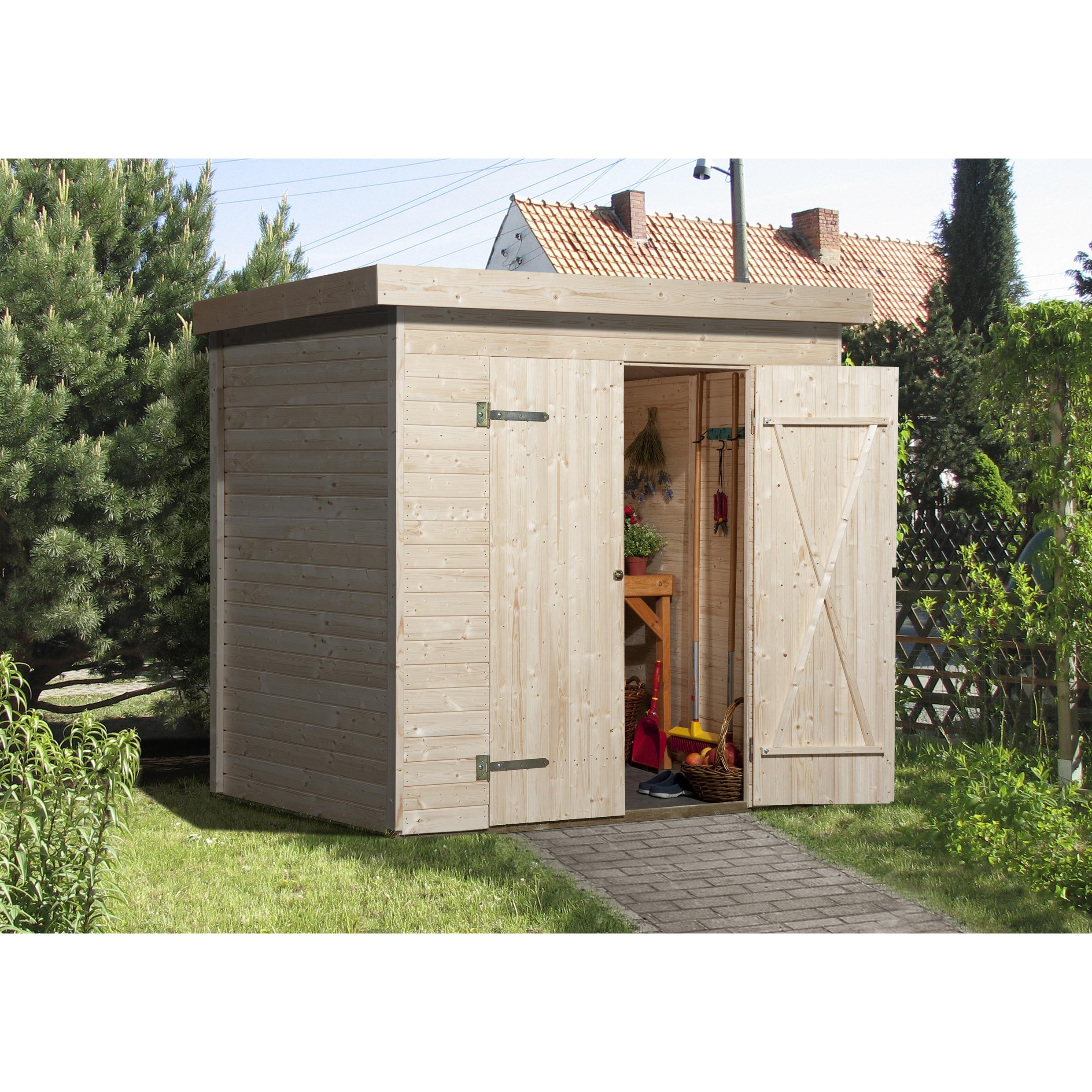 Weka Holzbau, Gartenhaus + Gartenschrank, Gerätehaus 344 Flachdach