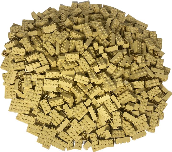 Actual product image LEGO 2x4 bricks tan - 100 pieces - Tan brick 3001 (3001, LEGO Accessories)