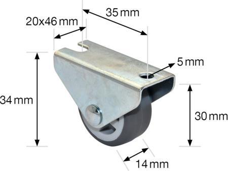 Produktbild Wagner System Möbel-Bockrolle ø 30 mm 20 Stk.soft