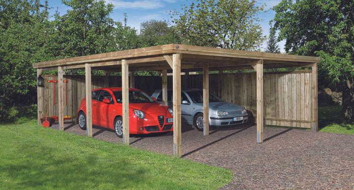 Produktbild Weka Holzbau Flachdach-Doppelcarport 618 Gr.3 ohne Dacheindeckung