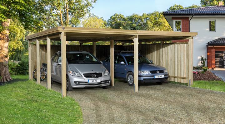 Produktbild Weka Holzbau Flachdach-Doppelcarport 618 Gr.2 Trapezblech-Dach
