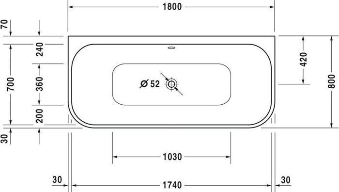Produktbild Duravit Rechteckbadewanne mit Rundung Happy D,2 80 x 180 cm wei glatt 700318000000000 (180 l, 180 cm, 80 cm)