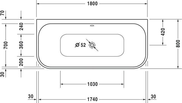 Immagine prodotto Duravit Vasca rettangolare con curva Happy D,2 80 x 180 cm bianco liscio 7003180000000 (180 l, 180 cm, 80 cm)