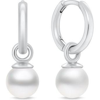 Brilio, Ohrringe, Silver - Silver hoop earrings 2 in 1 with synthetic Majorica pearl EA988W
