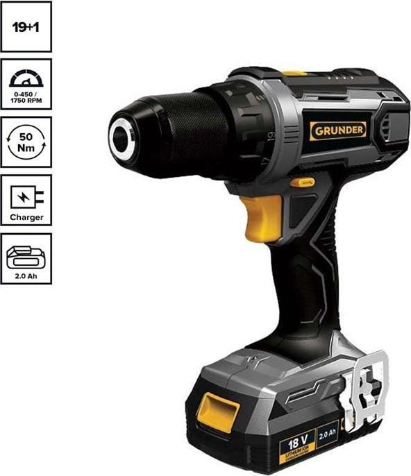 Actual product image Grunder TOOL SET CDL1218CWL1218E 18VBL 2AH (Drill driver)