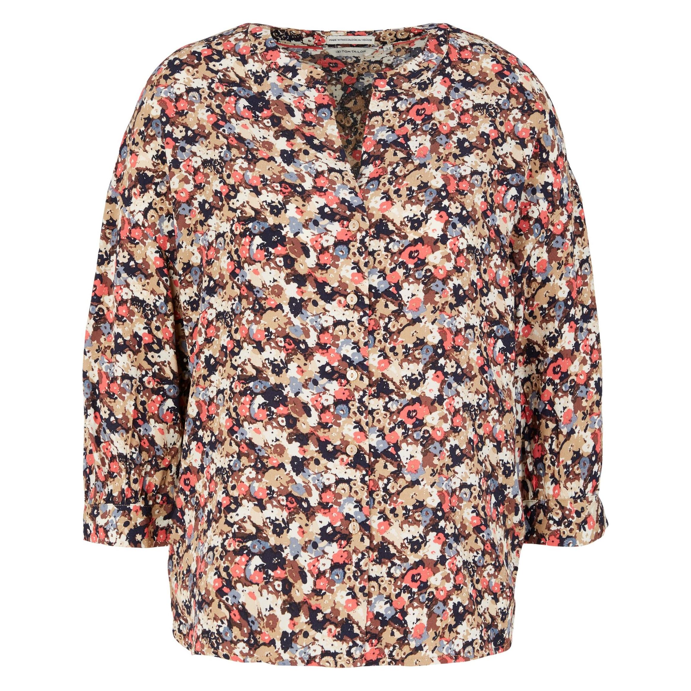 Tom Tailor, Damen, Blusen, Bluse Mit Print, Braun, Beige