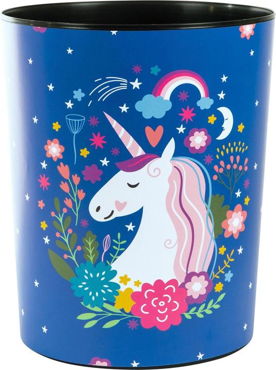Goldbuch Papierkorb Einhornglück 10 l, Schwarz Pink Blau (10 l)