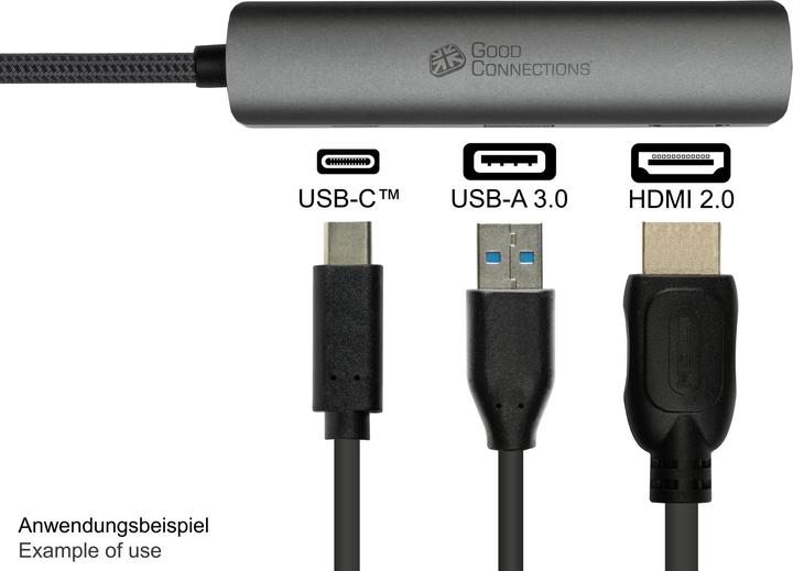 Produktbild Good Connections USB-C -Hub 3-Port 1x HDMI 2.0 PD 94W USB 3.0 A anthrazit Good (USB-C, 3 Ports)
