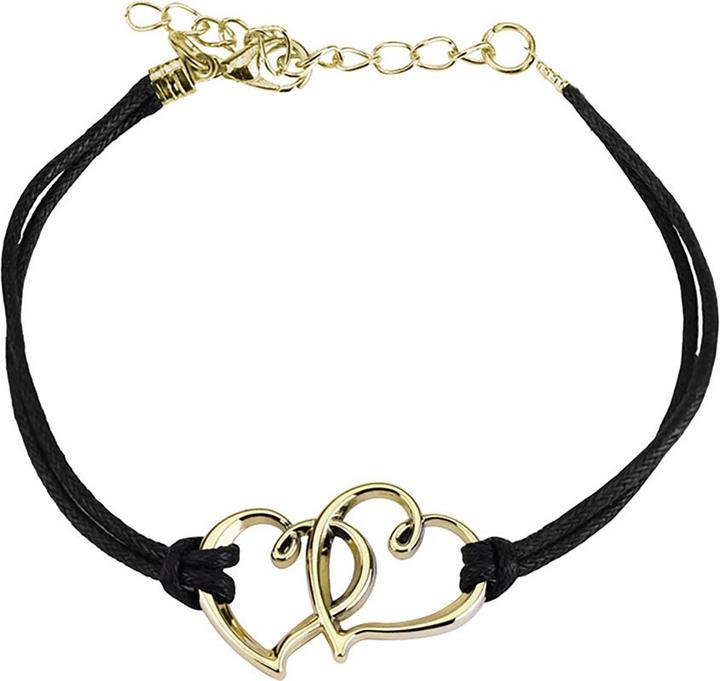 Image du produit Star Piercing Bracelet en similicuir noir deux coeurs (sans laiton, Similicuir)