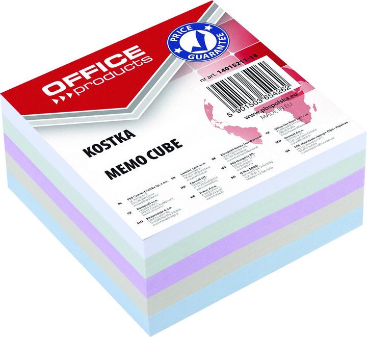 Office Products Note cube refill sheets, 85x85x40mm, assorted colours