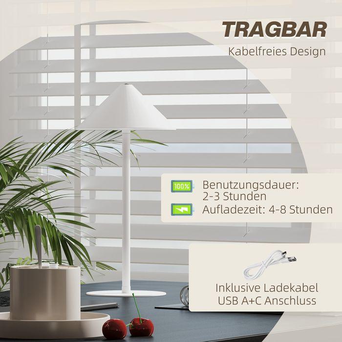 Actual product image Swisshandel24 LED-Tischlampe mit USB-Kabel, Touchschalter, Metall, wiederaufladbar, Weiss (160 lm)
