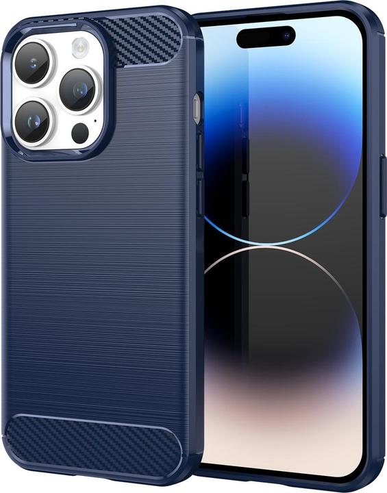 Produktbild Hurtel Carbon Case for iPhone 14 Pro Max flexible gel back cover blue (Apple iPhone 14 Pro Max)