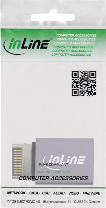 Produktbild InLine USB 3.2 Adapter, intern USB-E Frontpanel Stecker zu USB-C Buchse (USB Typ-C, 27 cm)