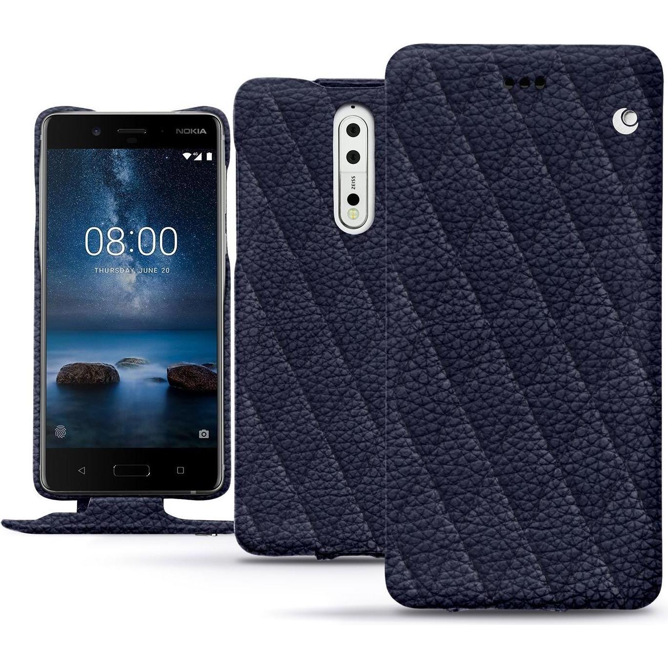 Noreve Lederschutzhülle vertikal (Nokia 8), Smartphone Hülle, Violett