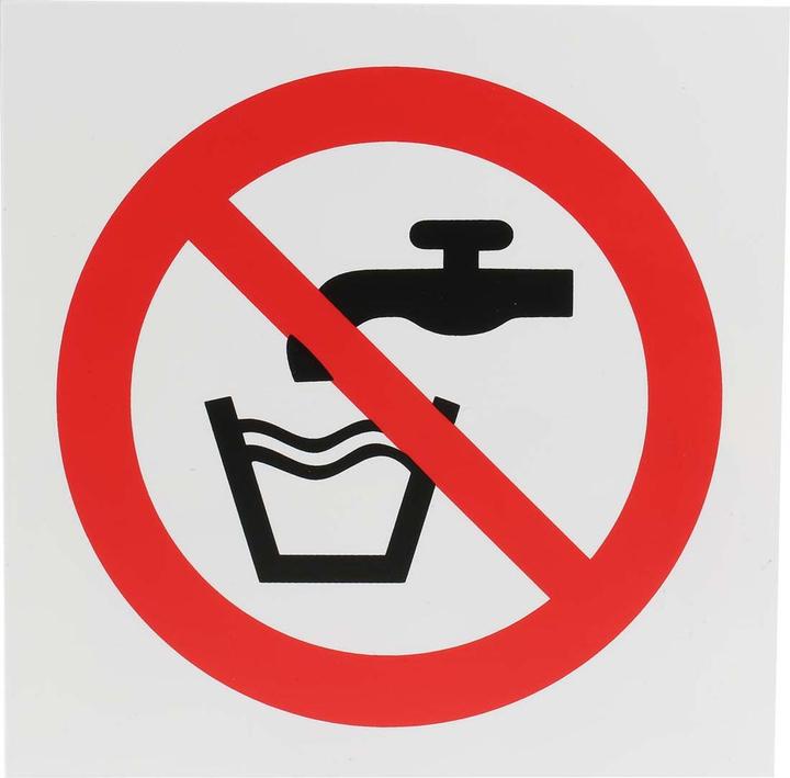 RS PRO Cartello di divieto, Niente acqua potabile, 200 mm x 200mm