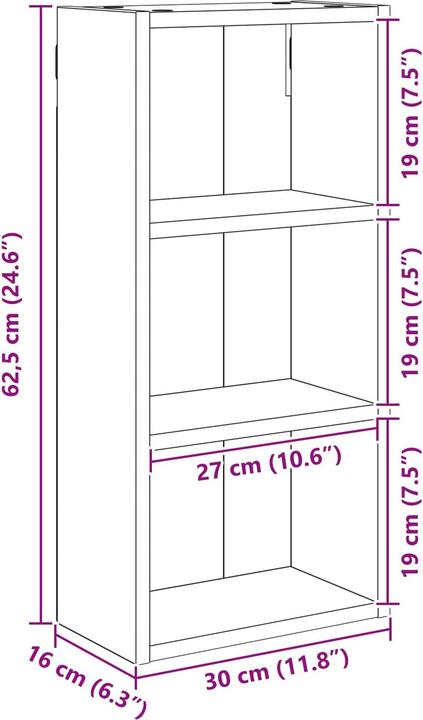 Produktbild vidaXL Badezimmerschrank (16 x 16 x 62.50 cm)
