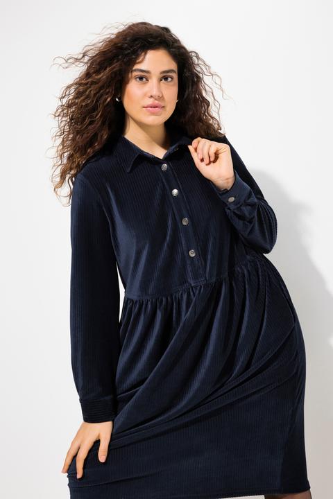 Immagine prodotto Ulla Popken Abito dal taglio oversize in velluto a coste con collo da camicia e maniche lunghe e blusanti (50, 52)