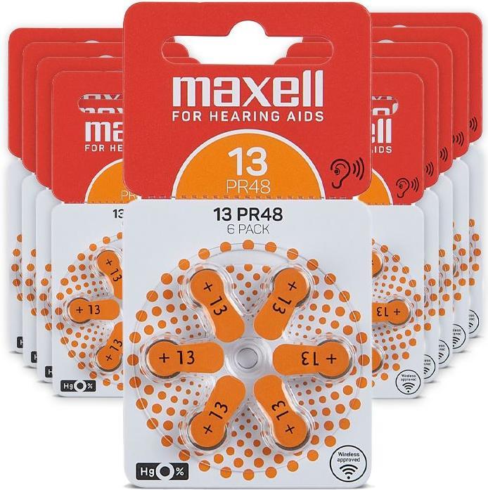 Produktbild Maxell 13 (PR48) - 60 Hörgerätebatterien (60 Stk., 13, ZA13 GP, A13, LR754, PR48, 280 mAh)