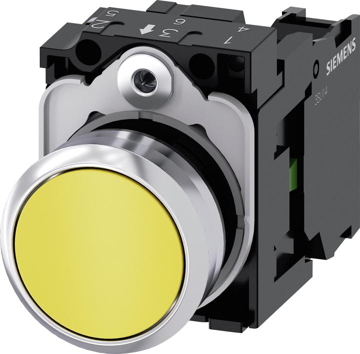 Actual product image Siemens Pushbutton 22mm yellow 1NO