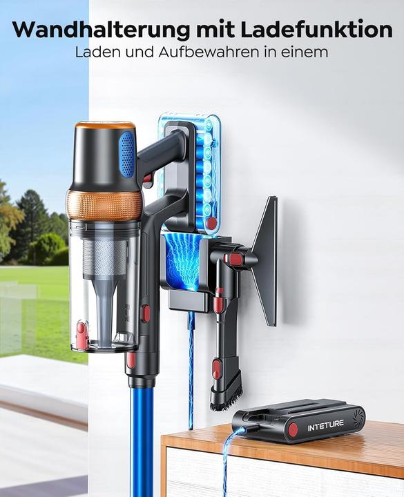 Produktbild Inteture Akkustaubsauger mit Matratzenbürste