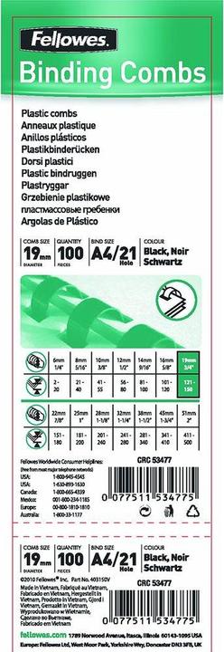 Actual product image Fellowes Plastic Comb