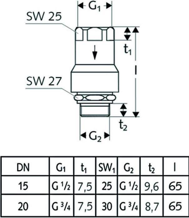 Actual product image Schell Fitting single fuse with RFV and RB 1/2inch chrome