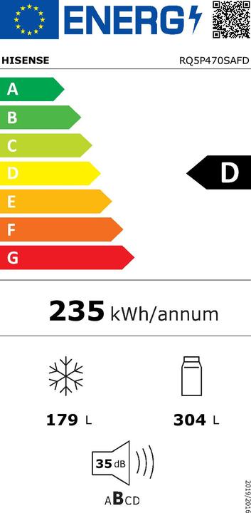 Energie-Label Hisense Kühl/Gefrierkombi (483 l)