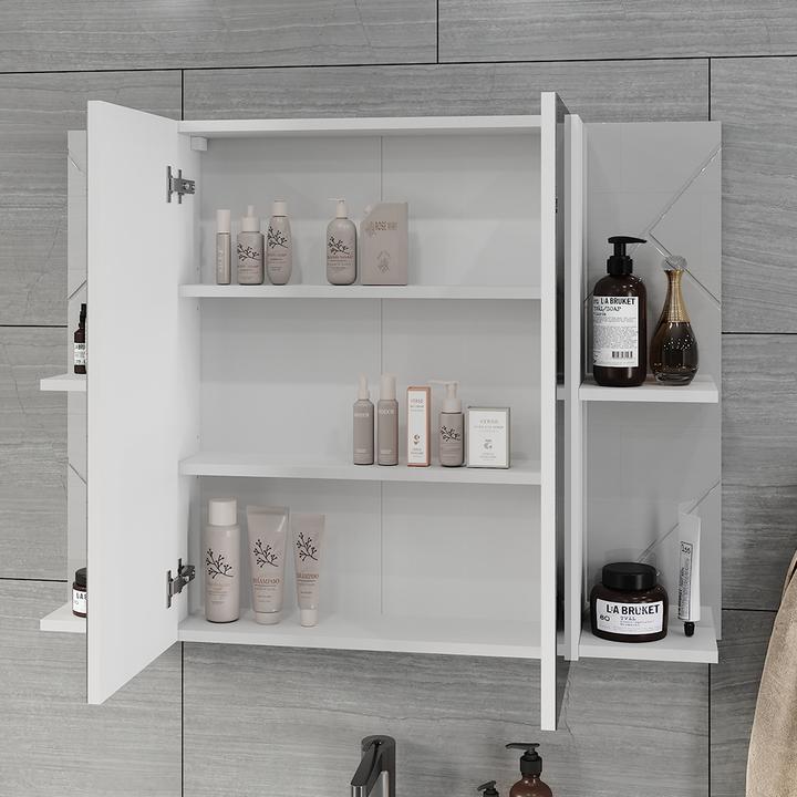 Produktbild Vicco Badspiegelschrank Irma, Weiss/Weiss Hochglanz, 100 x 75 cm mit 2 Türen