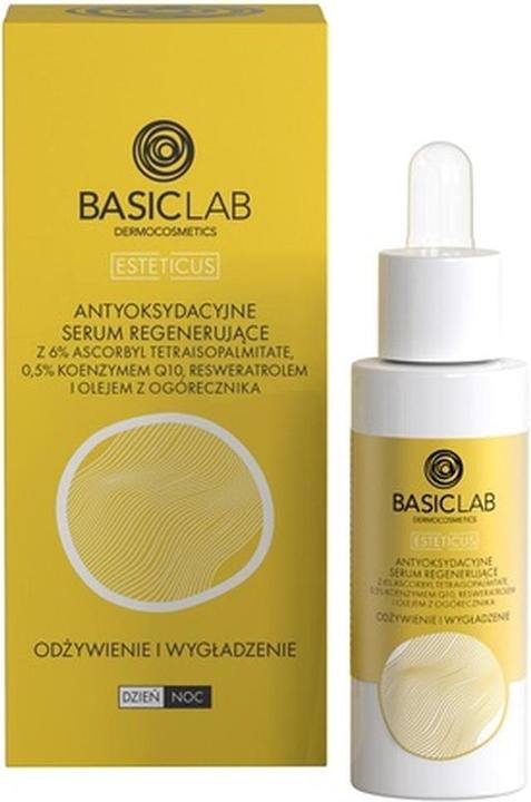 BasicLab Esteticus antyoksydacyjne serum regenerujące z 6% ascorbyl tetraisopalmitate 0.5% koenzymem (30 ml)