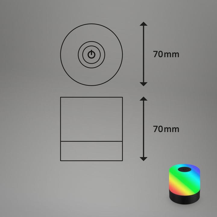 Image du produit Briloner Akku RGB LED lampe de table, noir, 1xLED/1,5W (100 lm)
