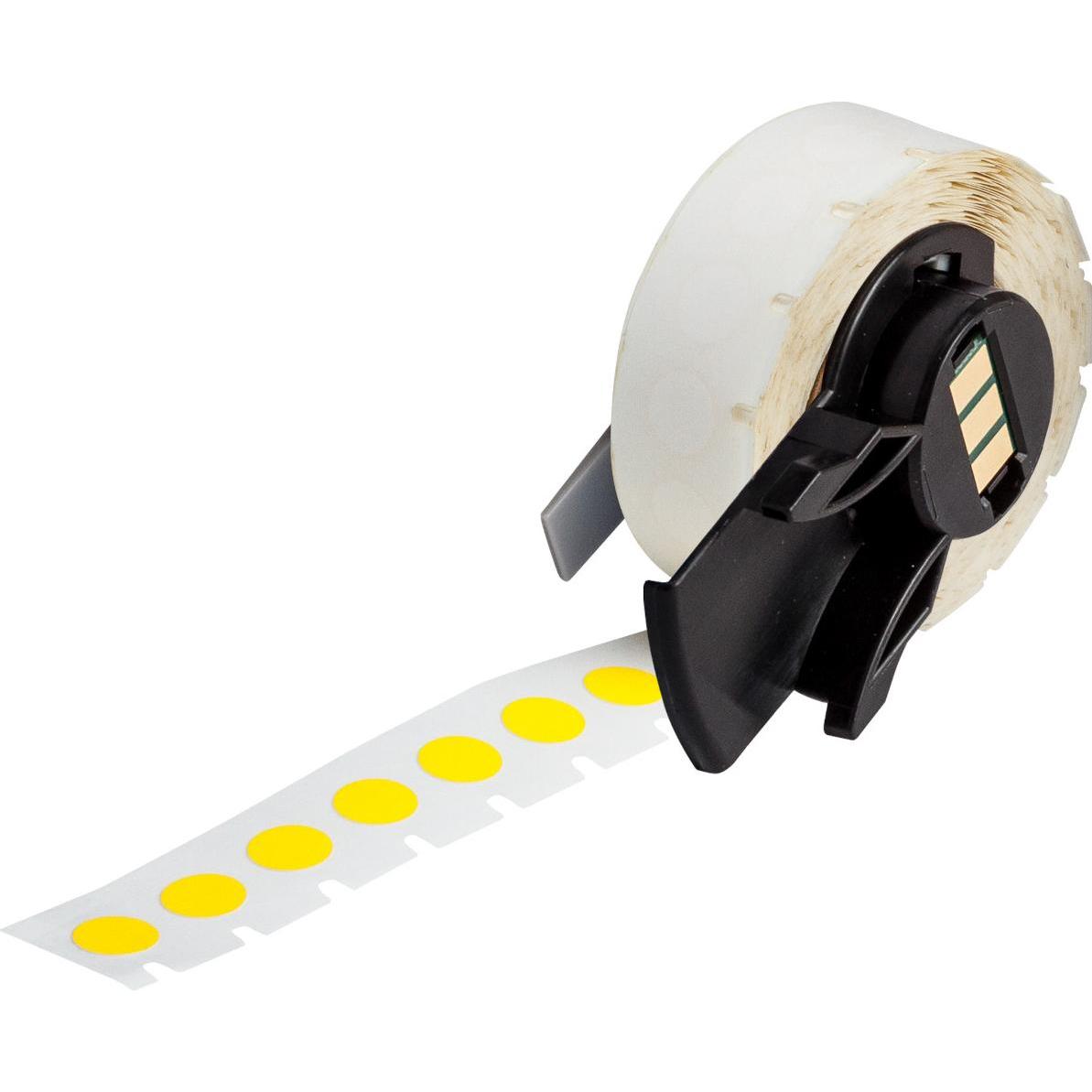 Brady, Rotolo di etichette, M6-82-499-YL, tessuto di nylon, giallo, opaco, etichetta di copertura 9,53 mm, rotonda, permanente (2.06 cm)