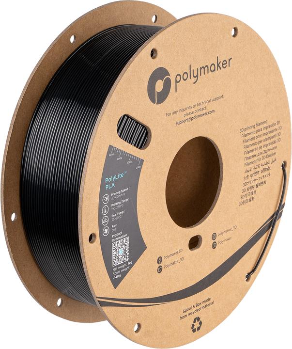 Actual product image Polymaker PolyLite PLA (PLA, 1.75 mm, 1000 g, Black)
