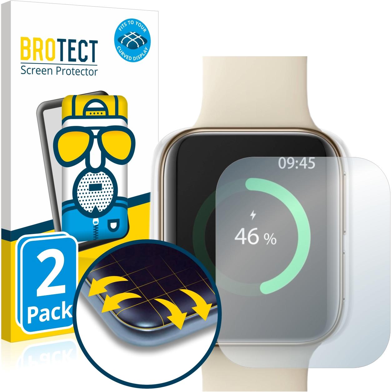 BROTECT Full-Cover Displayschutz Matt, Smartwatch Schutzfolie, Grau