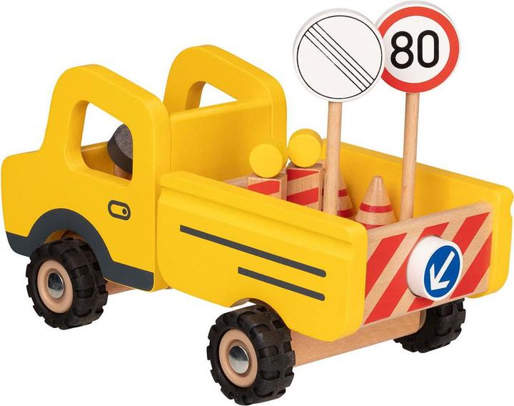 Actual product image Goki Construction site vehicle with traffic signs