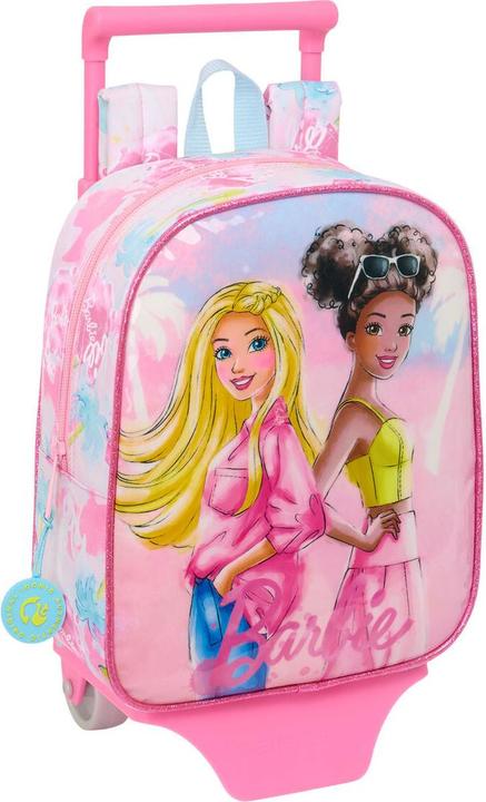Barbie Schulrucksack Mit Rädern Painterly Rosa Himmelsblau 22 X 27 X 10 Cm