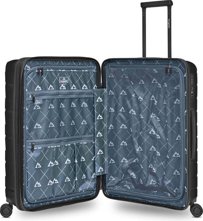 Actual product image Bergpfeil Travel 4-wheel suitcase set, 3-piece, with stretch fold (228 l)